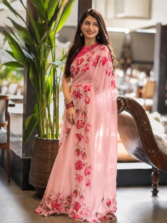 Svara digital floral print saree shops in surat